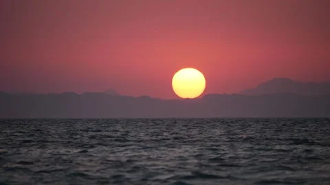 Sunset and mountains on the Red sea, Egypt Stock Footage