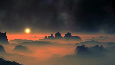 Sunset and Nebula Stock Footage 86291144