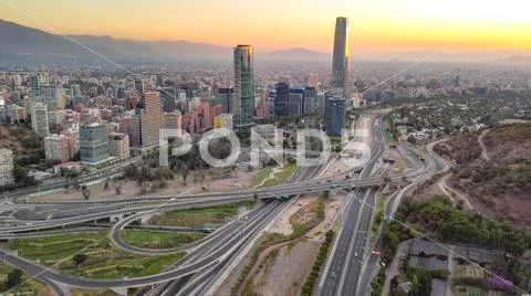 SUNSET AND NIGHT IN SANTIAGO - CHILE Stock Photos