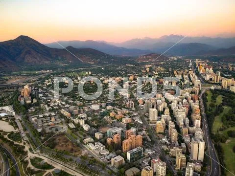 SUNSET AND NIGHT IN SANTIAGO - CHILE Stock Photos