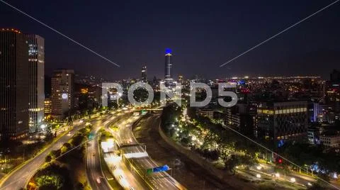 SUNSET AND NIGHT IN SANTIAGO - CHILE Stock Photos