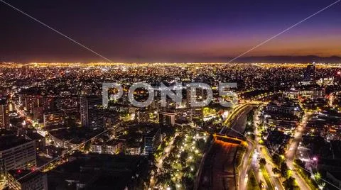 SUNSET AND NIGHT IN SANTIAGO - CHILE Stock Photos