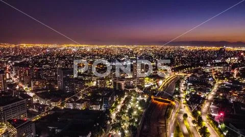 SUNSET AND NIGHT IN SANTIAGO - CHILE Stock Photos