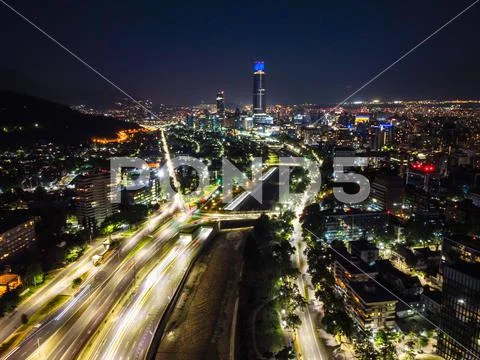 SUNSET AND NIGHT IN SANTIAGO - CHILE Stock Photos
