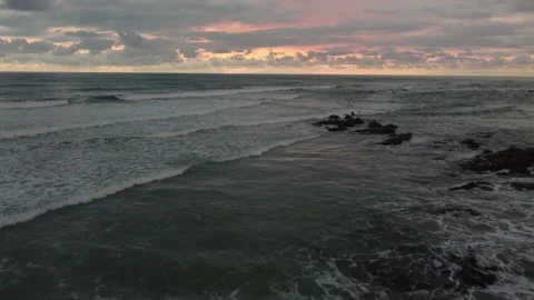 Sunset and ocean waves Stock Footage 166561422