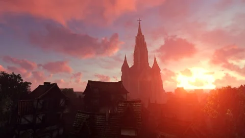 Sunset and old castle Stock Footage 247275507