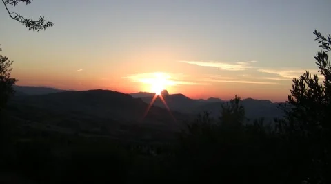 Sunset and olive tree Stock Footage 46097759