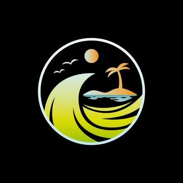 Sunset and palm on black background. Summer ads for t-shirt, banners and cards.  Illustrazione stock