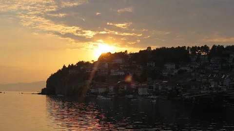 Sunset and Panoramic View Of Old City Stock Footage 122608053