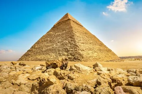 Sunset and Pyramid Stock Photos