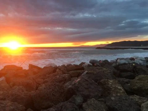 Sunset and Rain Stock Photos