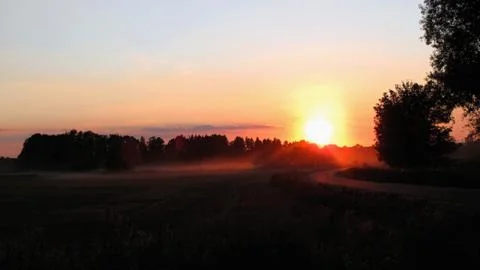 Sunset  and red sky Stock Photos