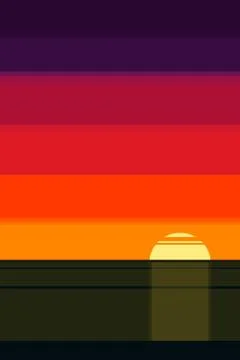 Sunset and reflection on water. Sun over the sea. Room decor, wall art Illustrazione stock