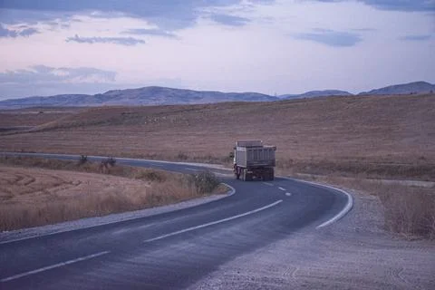 Sunset and road Stock Photos