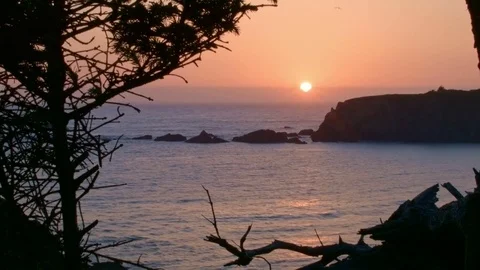 Sunset and rock cliffs Oregon Coast Oregon 37 Video stock 81898957