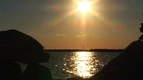 Sunset and Rock Stacks Stock Footage 33128806