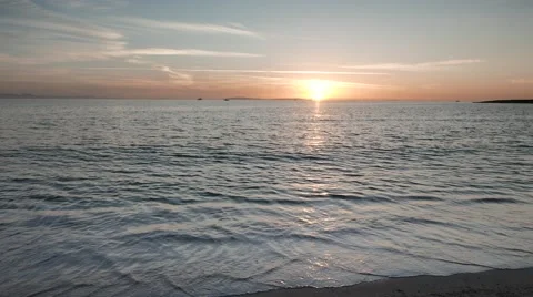 Sunset and Rolling Waves. 4k Video stock 61294292