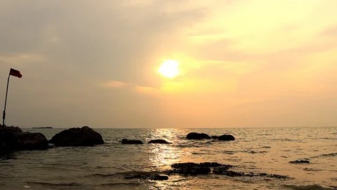 Sunset and sea view  in evening time nature footage video Stock Footage 111454626