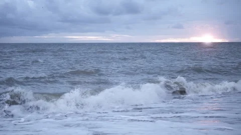 The sunset and the sea wave 動画素材 244148446