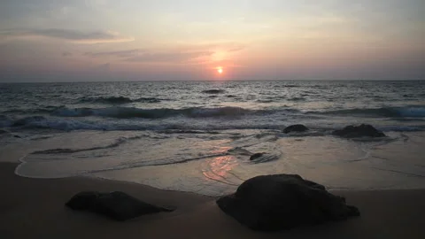 Sunset and sea waves Stock Footage 185002632