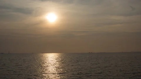 Sunset and seagulls at beach - timelapse Stock Footage 46208161