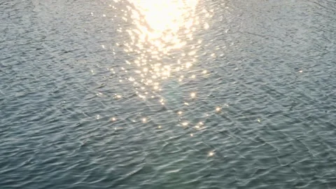 Sunset and shiny water in a small harbour Stock Footage 136150476