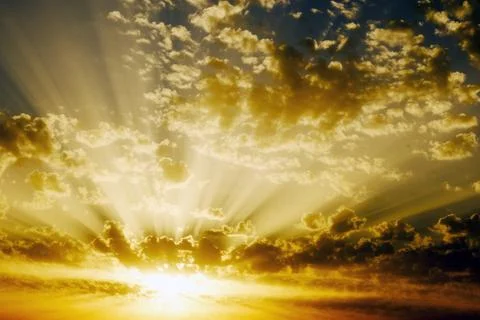 Sunset and sky and clouds in the Mediterranean Sea in Israel Stock Photos