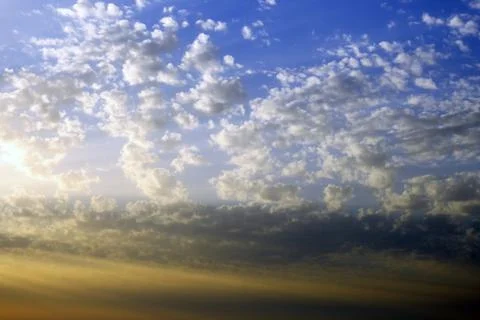 Sunset and sky and clouds in the Mediterranean Sea in Israel Stock Photos