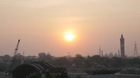 Sunset and skyline,Lucknow,India Stock Footage 66686254