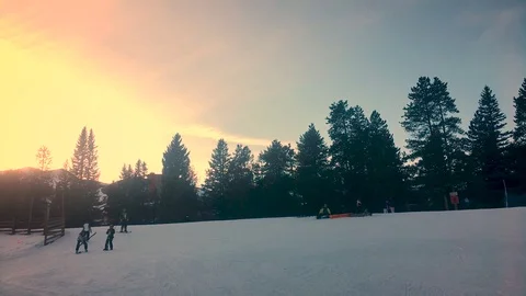 Sunset and Snow Stockbeeldmateriaal 84711222