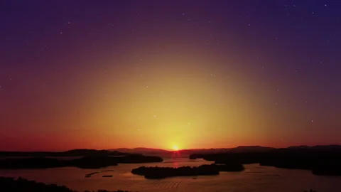 Sunset and Starry Sky over Ago Bay Vídeo Stock 330600035