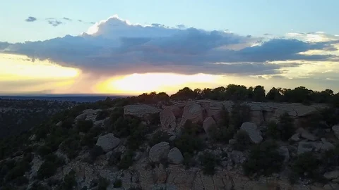 Sunset and storm cloud in the desert Stock Footage 86480373