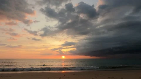 Sunset and the storm is coming - fast moving clouds Stock Footage 194384357