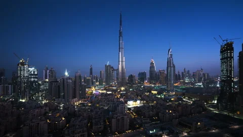 Sunset and sumrise timelapse, downtown of Dubai, UAE Video stock 90217352