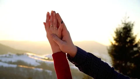 Sunset and sun hands Video stock 72765725