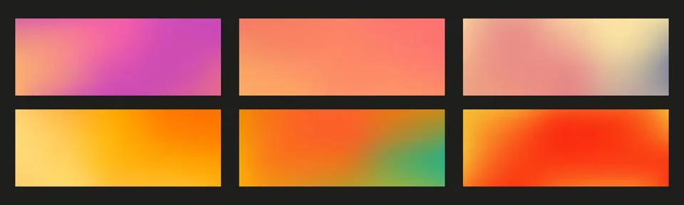 Sunset and sunrise gradient background set. Collection of soft blurred abst.. Stock Illustration