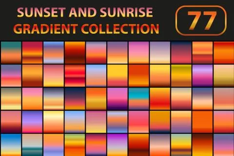 Sunset and sunrise gradient set. Big collection abstract backgrounds with s.. Stock Illustration