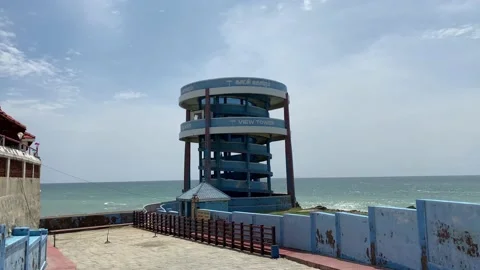 Sunset and sunrise view tower at Kanyakumari India Stock Footage 167738784