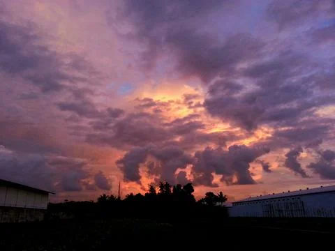 Sunset and thick clouds Stock Photos