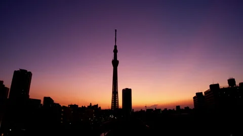 Sunset and Tokyo Skytree 库存影片 332785238