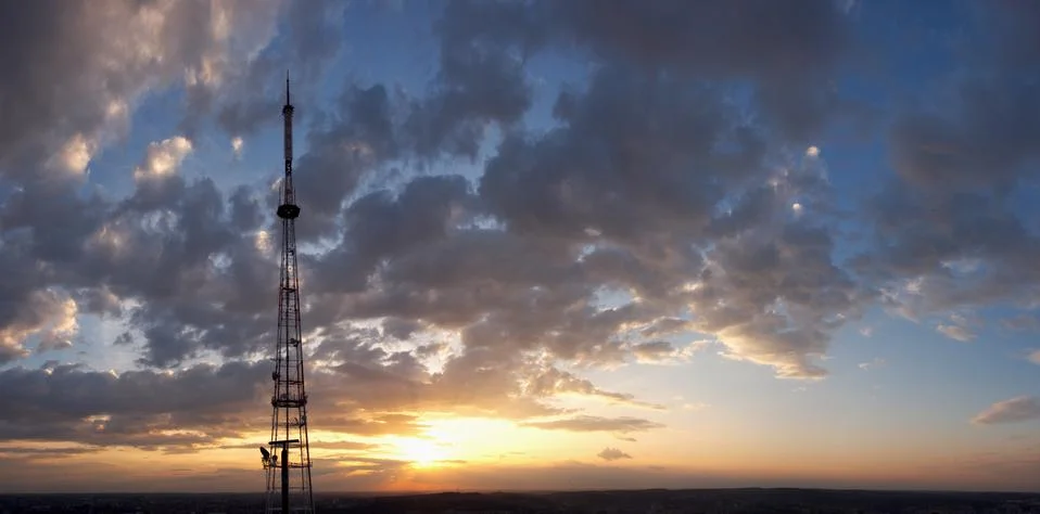 Sunset and tower Stock Photos