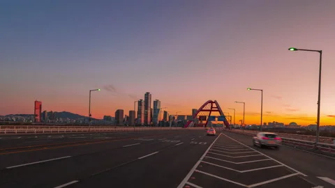 Sunset and traffic Stock Footage 167981386