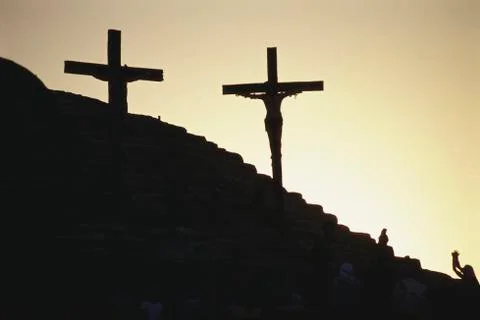 Sunset and two crosses buenos aires argentina Stock Photos
