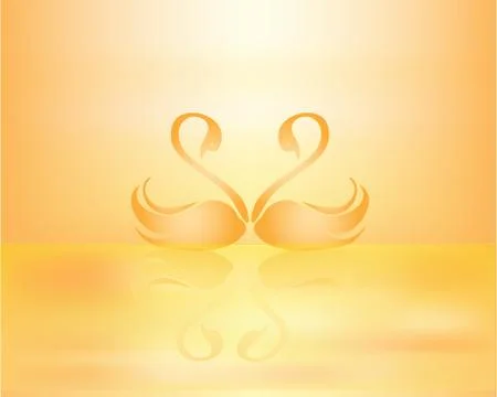 Sunset and two swans Stock Illustration