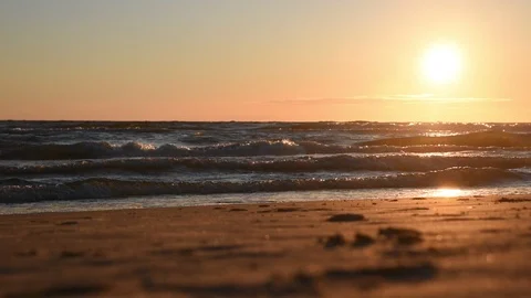 Sunset and waves Stock Footage 98425287
