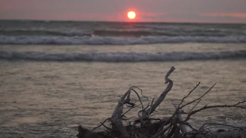 Sunset and Waves Stock Footage 159724617