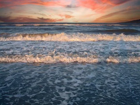 Sunset and waves 写真素材