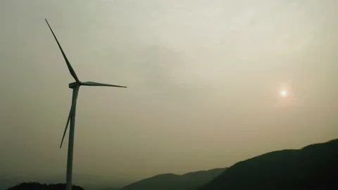 Sunset And Wind-driven Generator Stock Footage 170098819