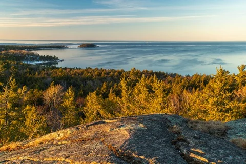 Sunset and wind over Lake Superior Stock Footage 127927648