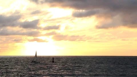 Sunset and Yacht Video stock 82219622
